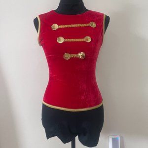 Red  and Black velvet unitard costume
